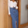 Clothing FASHION ALLIED | Reno Denim Midi Skirt - Dark Blue